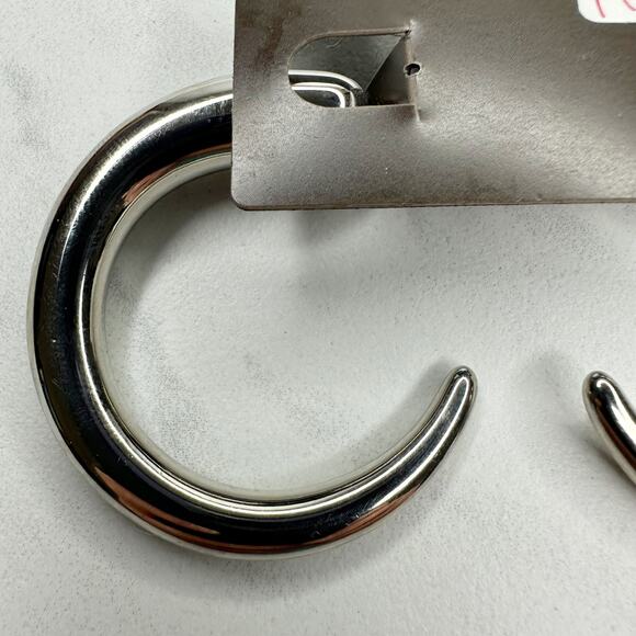 Chico's Portia Chunky Hoop Silver Tone Earrings Pierced Pair - Picture 7 of 9